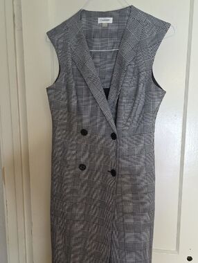 Calvin Klein Black/ White  Sleeveless Double-Breasted Dress Size 8